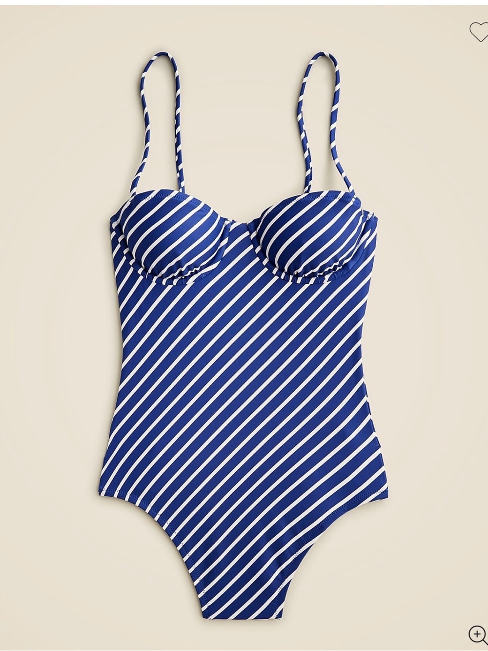NWT J. Crew Balconette underwire one piece swimsuit Navy and White Stripe size 2